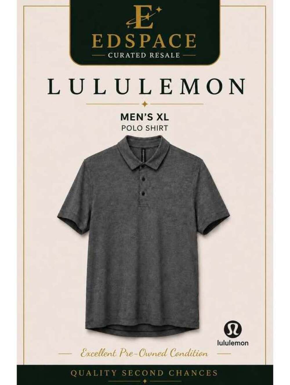 LULULEMON  Men’s XL Charcoal Heather Gray Performance Polo Shirt Stretch Fit